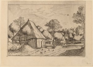A Farmyard with a Draw Well by Johannes van Doetechum, the Elder and Lucas
