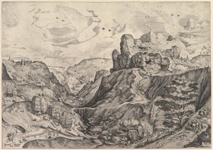 Alpine Landscape with a Deep Valley from The Large Landscapes by Johannes van Doetecum I