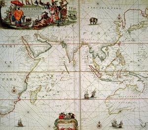 Map of Africa, India, Indian Ocean and East Indies