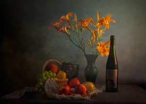Moody Still Life with Wine