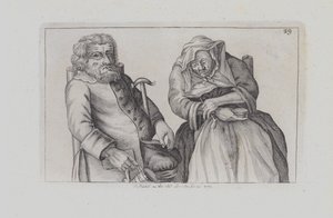 A Seated Old Couple, He Drinks, She Smokes