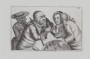 Bankrupt Toby and wife Doxy begging for cheese and ale in a tavern (engraving)