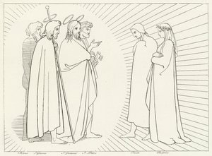 Conference with St John, Paradise, Canto 26 by John (after) Flaxman