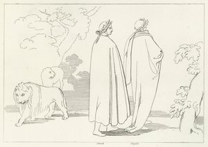 Entering the Dark Wood, Inferno, Canto 1 by John (after) Flaxman