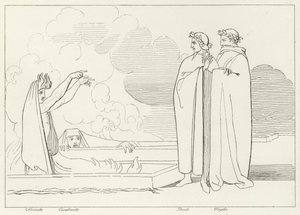 The Fiery Sepulchres, Inferno, Canto 10 by John (after) Flaxman
