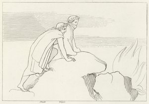 The Flaming Gulf, Inferno, Canto 26 by John (after) Flaxman