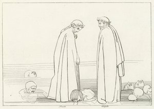 The Frozen Lake, Inferno, Canto 32 by John (after) Flaxman