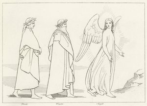 The Guiding Angel, Purgatory, Canto 15 by John (after) Flaxman