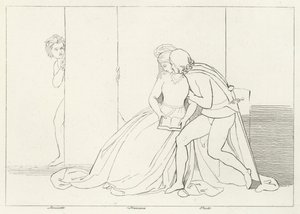 The Lovers Surprised, Inferno, Canto 5 by John (after) Flaxman