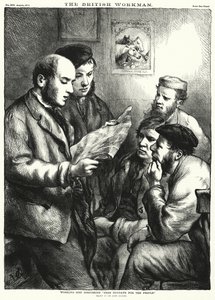 Working Men discussing "Free Sundays for the People" by John (after) Gilbert
