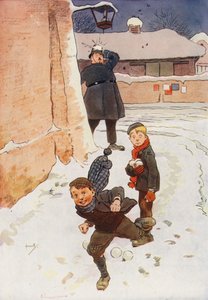 Policeman Struck by a Snowball by John (after) Hassall