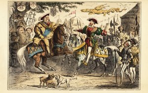 Henry VIII of England Meeting Francis I of France on Horseback at the Field of the Cloth of Gold, 7 June 1520 by John (after) Leech