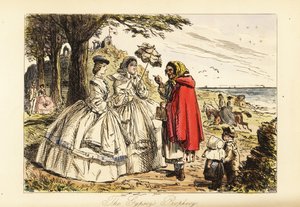 Rosa McDermott and her mother hearing a prophecy from a Romany woman fortune-teller during a walk by John (after) Leech