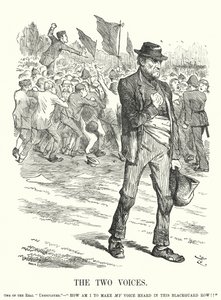 The Two Voices - Unemployment and Social Unrest in Victorian Britain (engraving) by John (after) Tenniel