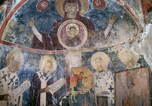 Frescoes in Byzantine Church of Agios Georgios, Vathi, Crete, Greece by Walter Charles Mills