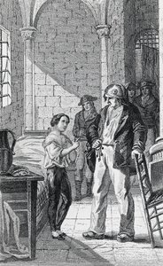 The Dauphin Louis Charles and his care-taker Antoine Simon in the Temple prison, engraving by Philippoteaux and Girardet, French Revolution, France by Walter Charles Mills