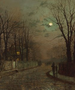 A Wet Road, Knostrop, Yorkshire by John Atkinson Grimshaw