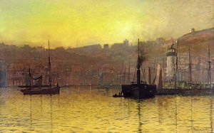 Nightfall in Scarborough Harbour