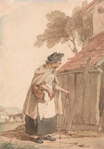 An Old Woman Carrying a Basket