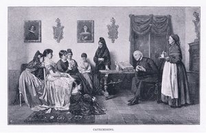 Catechising, from The Magazine of Art 1893, Cassell and Company by John Bagnold Burgess
