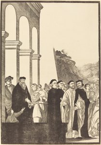 Presentation of the Virgin in the Temple (left plate) by John Baptist Jackson after Titian