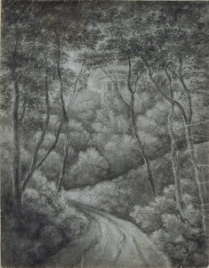 Landscape with a Path through a Forest and a Classical Temple