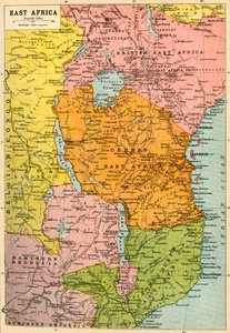Map of East Africa, First World War, c1920