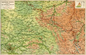 Northern France Illustrating the Western Campaign, 1914, c1920 by John Bartholomew and Son
