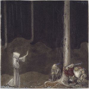 Brother Martin and Three Trolls by John Bauer