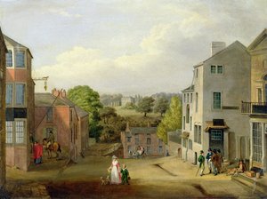 Street Scene in Chorley, Lancashire, with a View of Chorley Hall