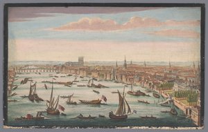 View of the Thames River and the City of London from the Northwest Side by John Bowles