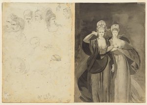 Sketches of Heads Verso, Left, Two Women Verso, Right, c. 1770-1775 by John Brown