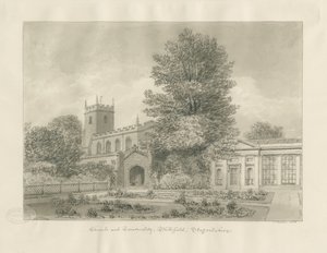Blithfield Church: Sepia Drawing by John Buckler