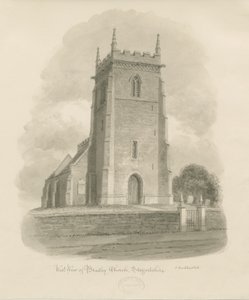 Bradley Church: Sepia Drawing by John Buckler