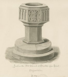 Font in the Old Church, Burton-upon-Trent by John Buckler
