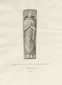 Enville Church - Effigy: sepia drawing