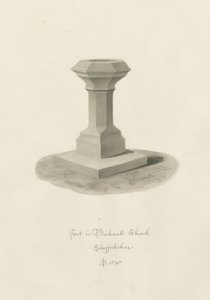 Font in Bucknall Church by John Buckler