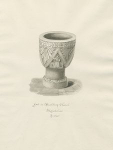 Font in Bushbury Church by John Buckler
