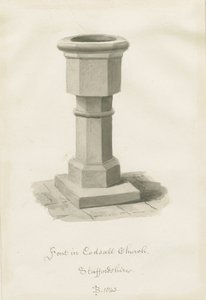 Font in Codsall Church by John Buckler