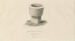 Font in Gayton Church by John Buckler
