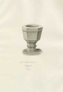 Font in Grindon Church by John Buckler
