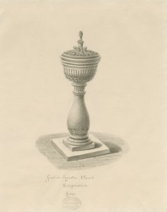 Font in Ingestre Church by John Buckler