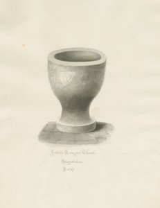 Font in Longnor Church by John Buckler