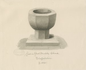 Font in Madeley Church by John Buckler
