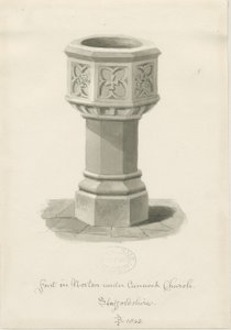 Font in Norton Canes Church by John Buckler