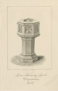 Font in Penkridge Church by John Buckler