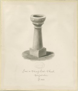 Font in Sheriffhales Church by John Buckler