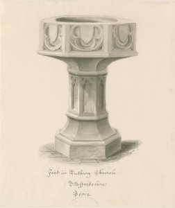 Font in Tutbury Priory Church by John Buckler