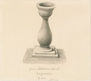 Font in Wolstanton Church by John Buckler