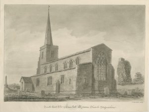 Hamstall Ridware Church: sepia drawing